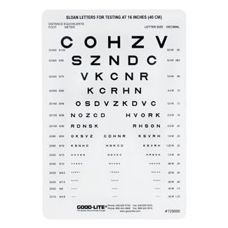 Good-Lite® Plastic Near Vision Card, Sloan Letters