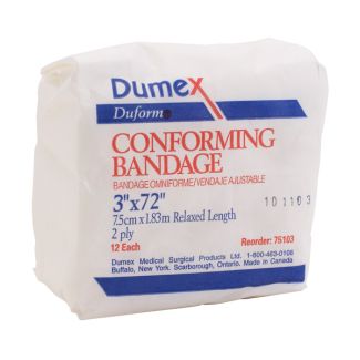 Duform Non-Sterile 3" x 4.1 Yds Conforming Bandage, 12/Bag