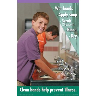 Hand Washing Poster,11" x 17", Elementary Boy