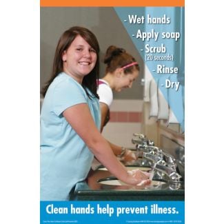 Hand Washing Poster, 11" x 17", Middle School Girl